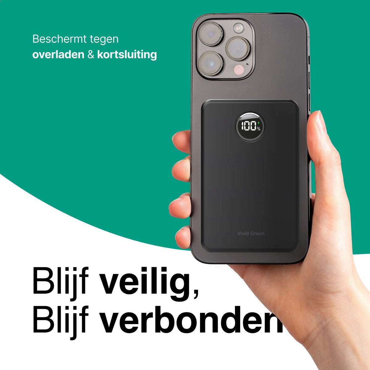 Draadloze Powerbank 10.000 mAh zwart