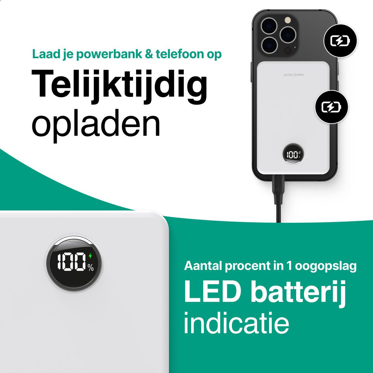 Draadloze Powerbank 10.000 mAh wit