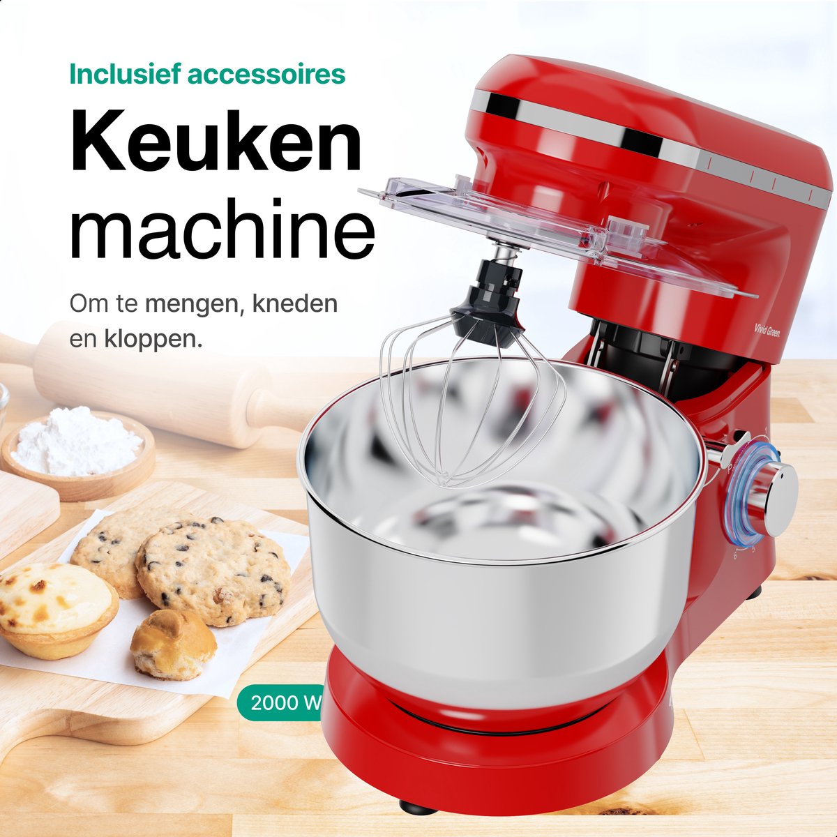 Vivid Green Keukenmachine Rood