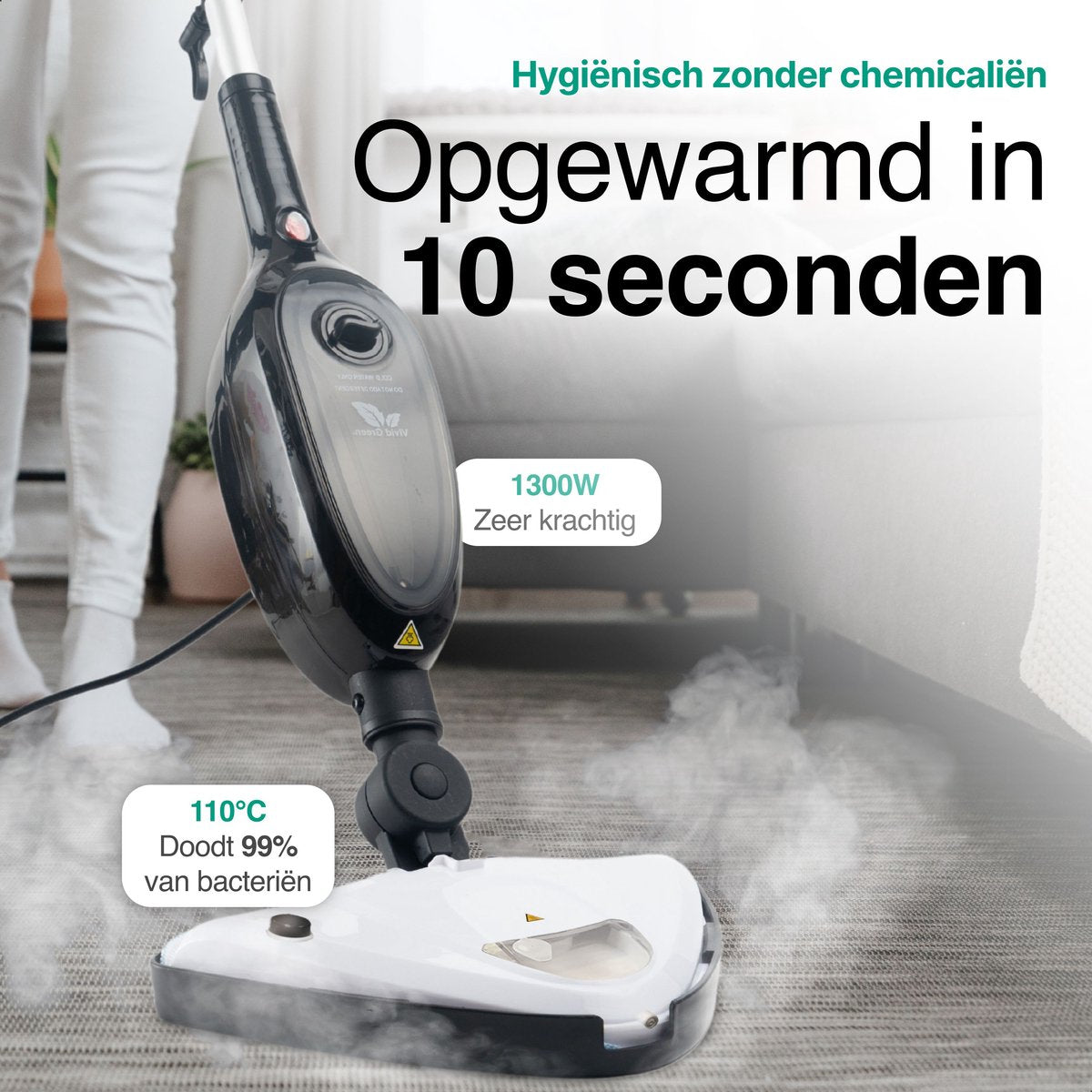 2-in-1 Hoge druk Stoomreiniger Zwart