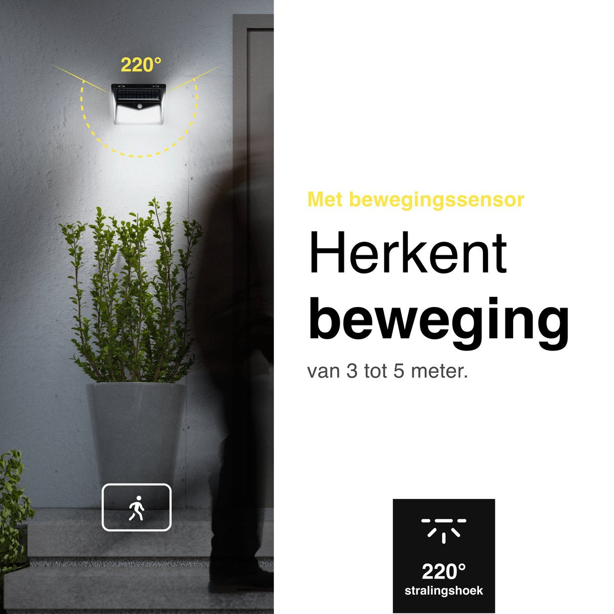 Solar buitenlamp met bewegingssensor 208 LED