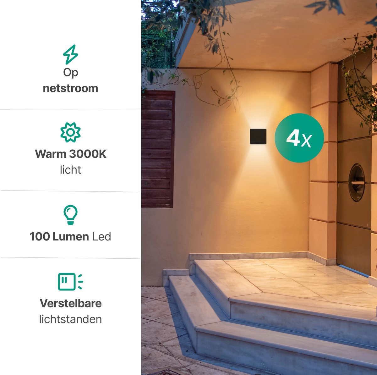 Wandlamp 4 stuks