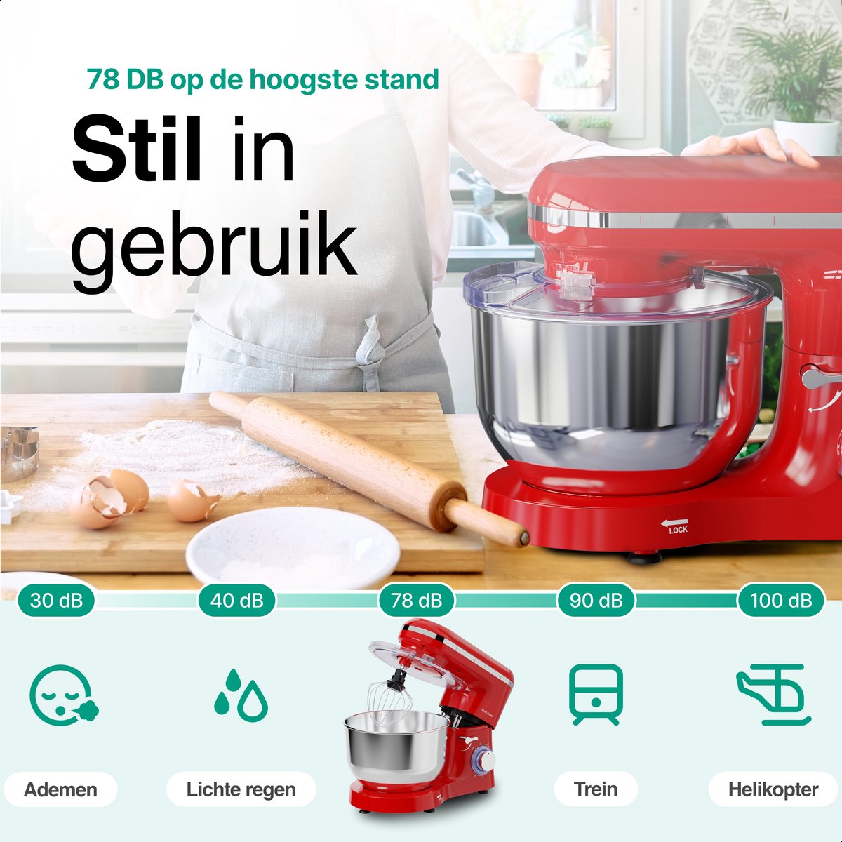 Vivid Green Keukenmachine Rood