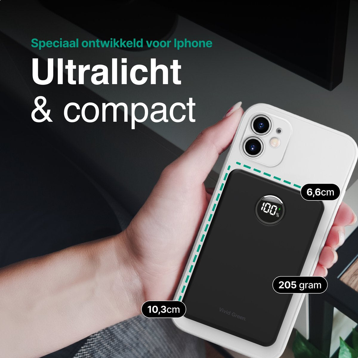 Draadloze Powerbank 10.000 mAh zwart