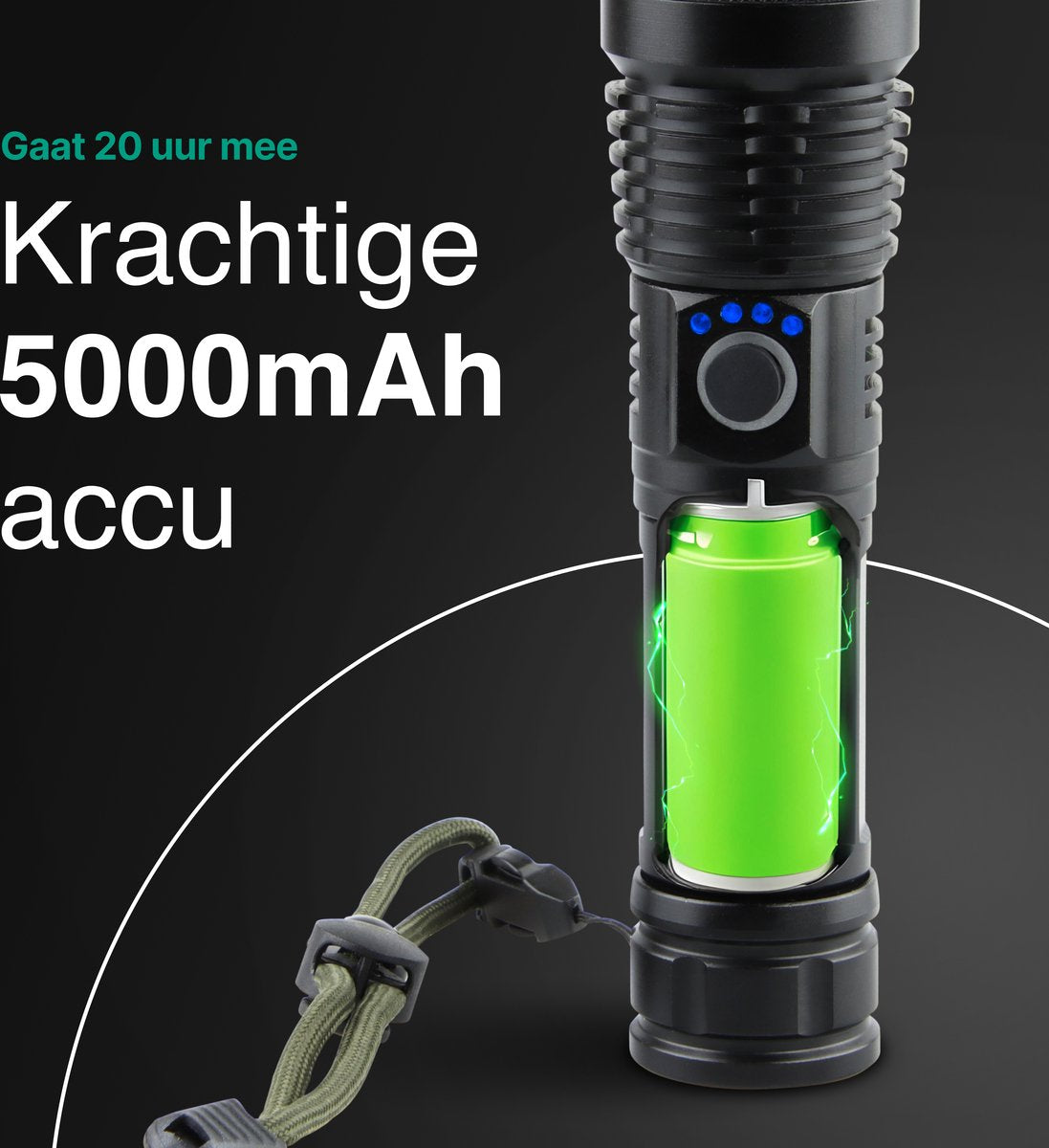 Zaklamp LED 5000mAh Oplaadbaar