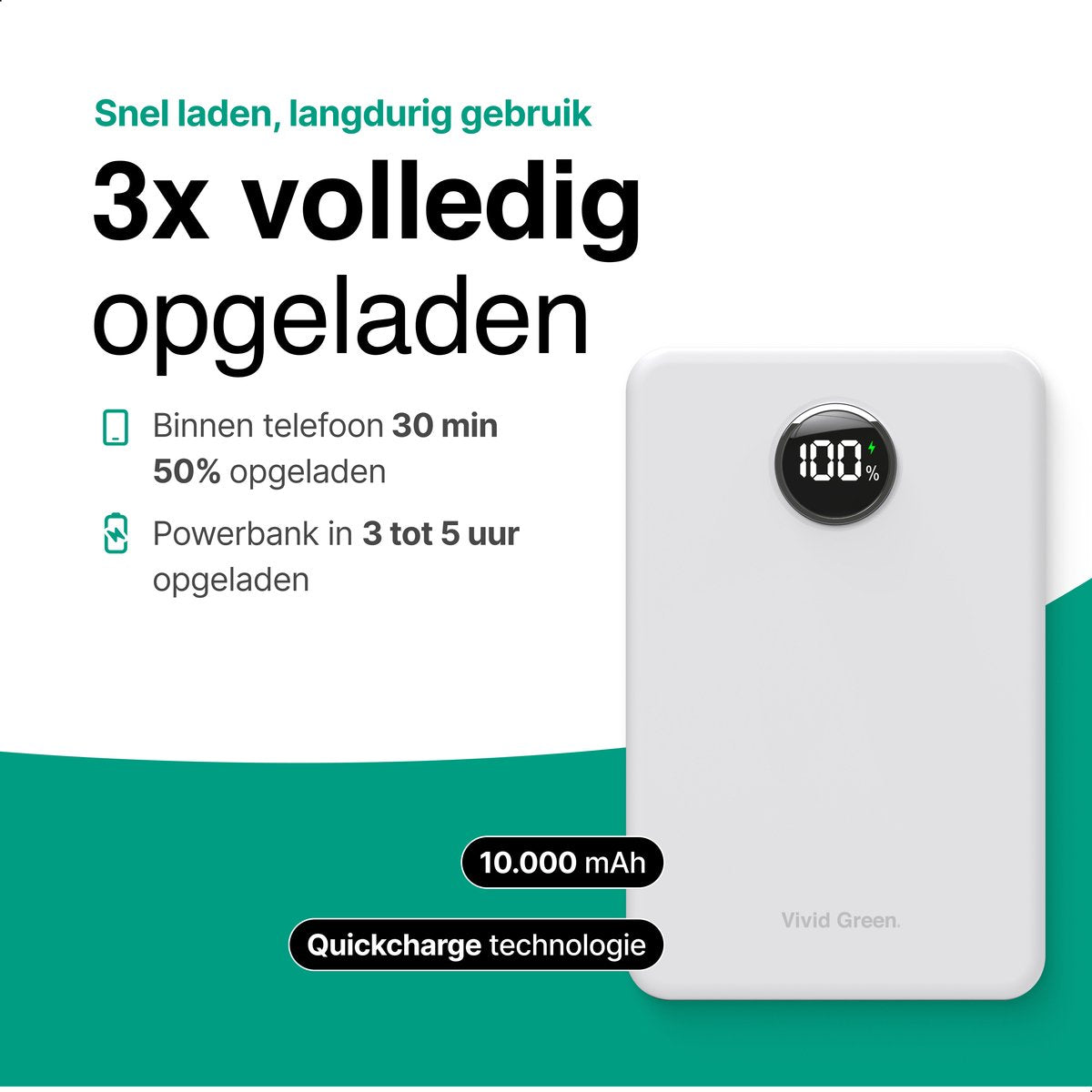 Draadloze Powerbank 10.000 mAh wit