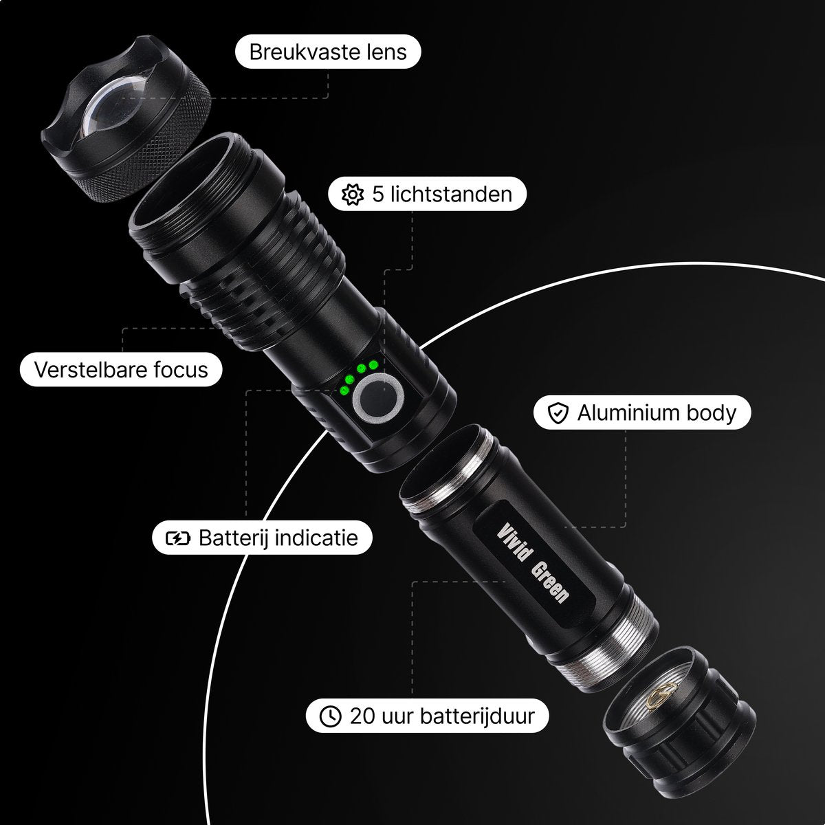 Zaklamp LED 5000mAh Oplaadbaar