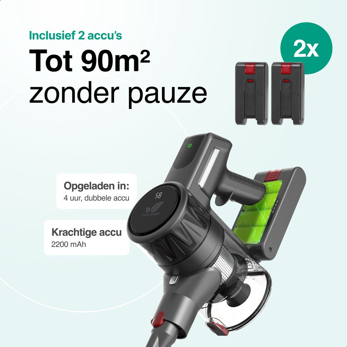 Steelstofzuiger Turbo 300W met extra Accu