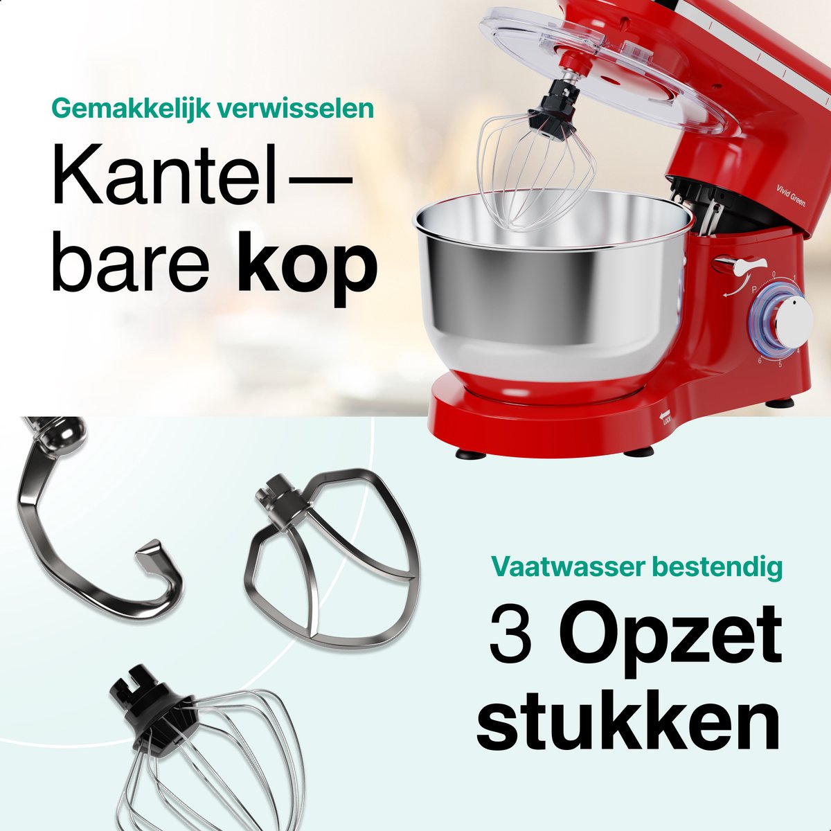 Vivid Green Keukenmachine Rood