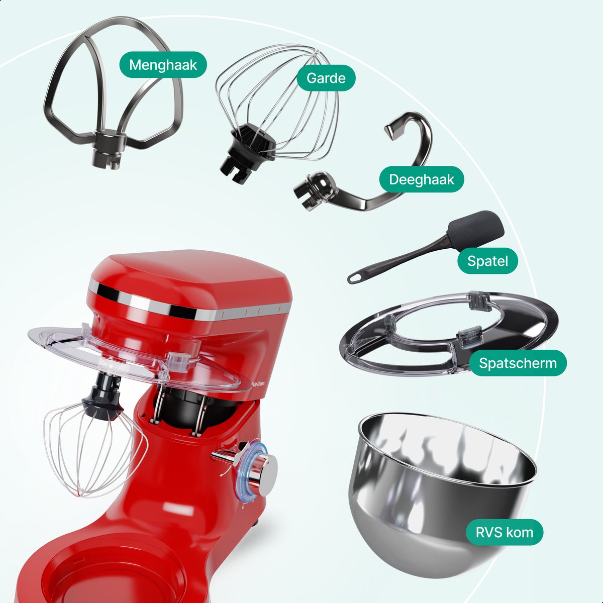 Vivid Green Keukenmachine Rood