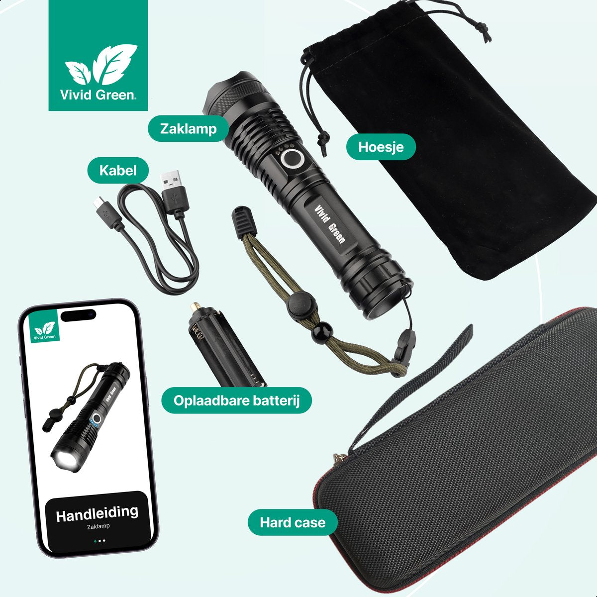 Zaklamp LED 5000mAh Oplaadbaar