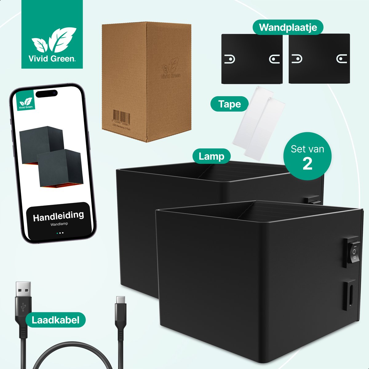 Wandlamp Oplaadbaar 2 pack