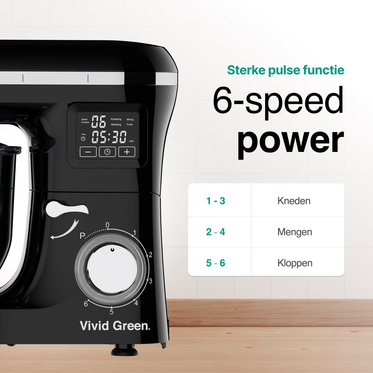 Vivid Green Keukenmachine met Display Zwart