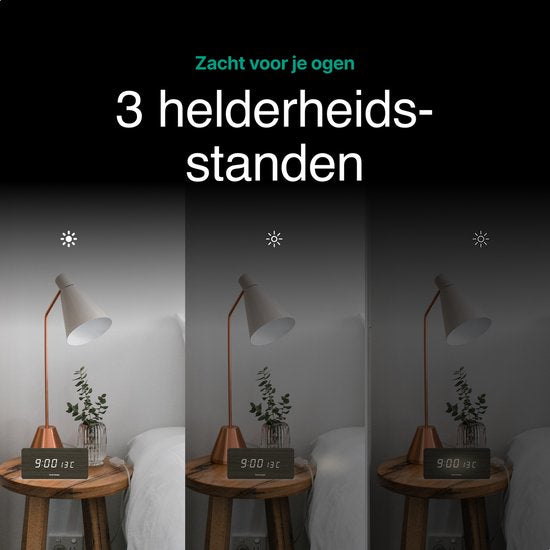 Vivid Green Houten Digitale Wekker
