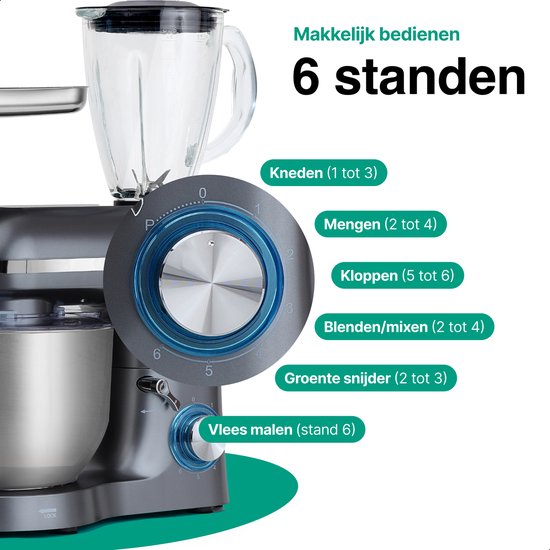 Vivid Green Keukenmachine Multifunctioneel Grijs