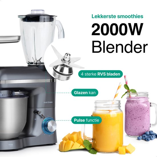 Vivid Green Keukenmachine Multifunctioneel Grijs