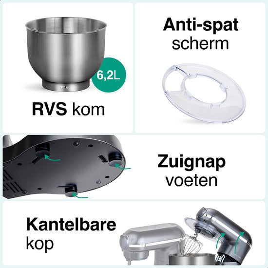 Vivid Green Keukenmachine Multifunctioneel Grijs