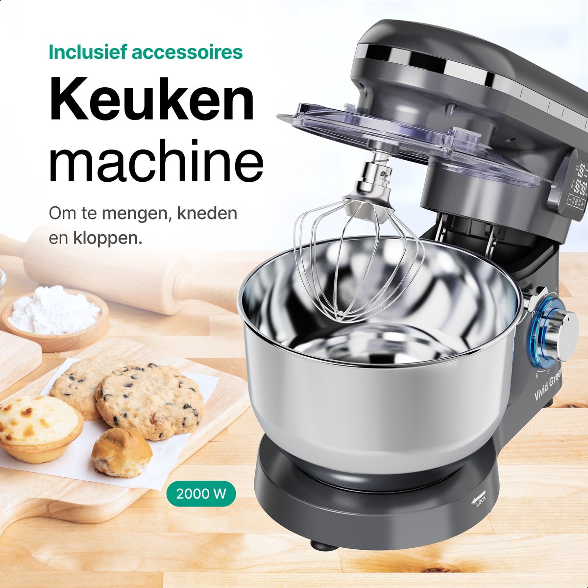 Vivid Green Keukenmachine met Display Antraciet