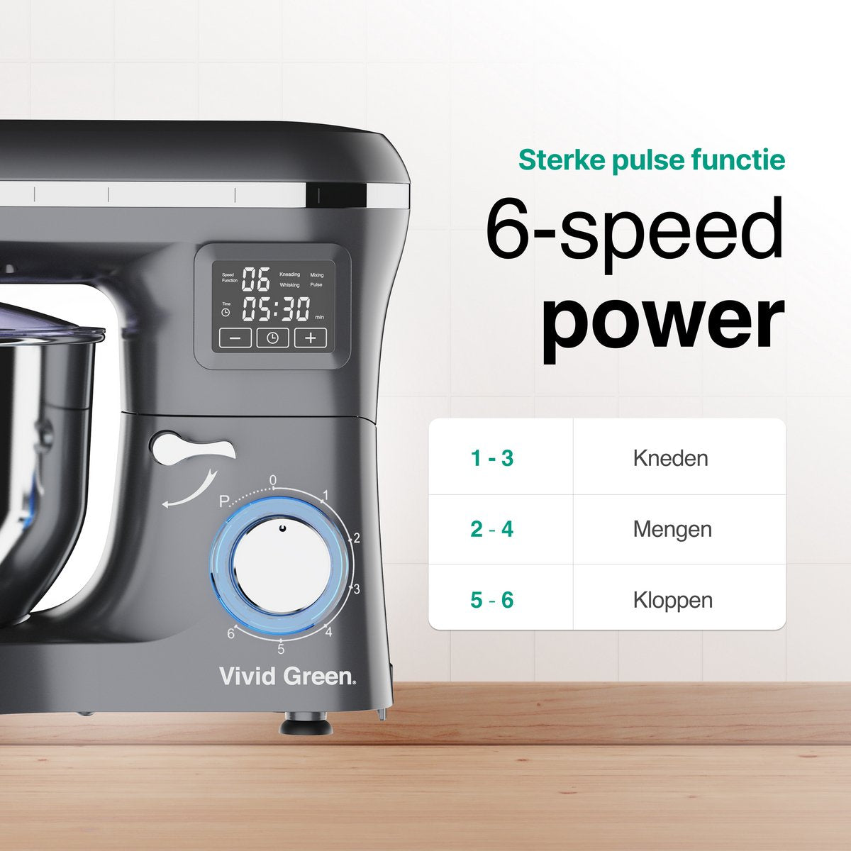 Vivid Green Keukenmachine met Display Antraciet
