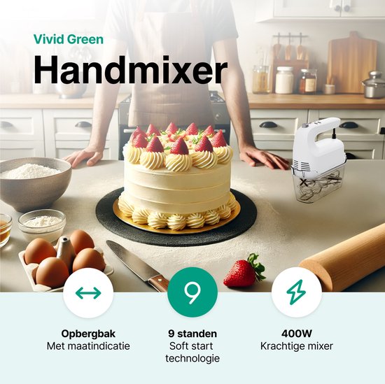 Vivid Green Handmixer Wit