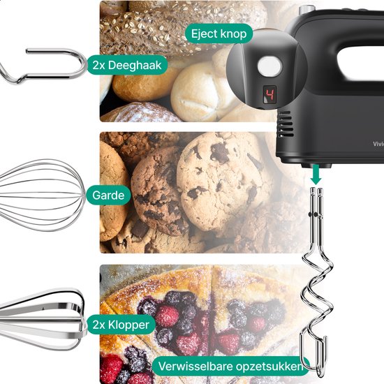 Vivid Green Handmixer Zwart