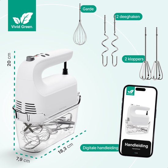 Vivid Green Handmixer Wit