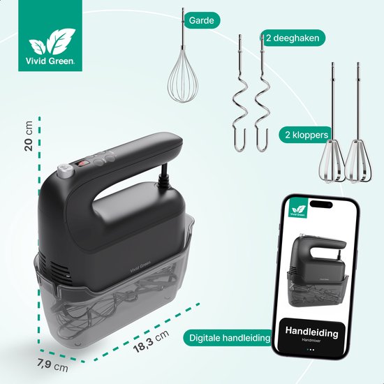 Vivid Green Handmixer Zwart