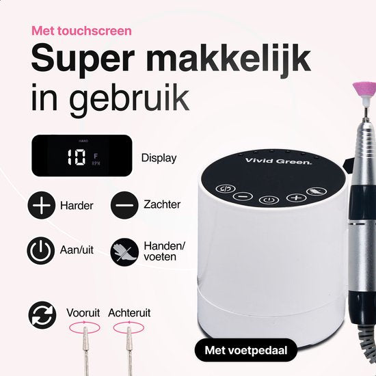 Vivid Green Elektrische Nagelvijl Wit