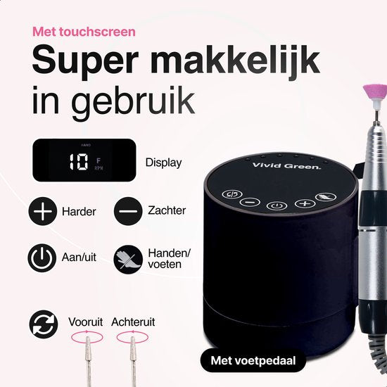 Vivid Green Elektrische Nagelvijl Zwart