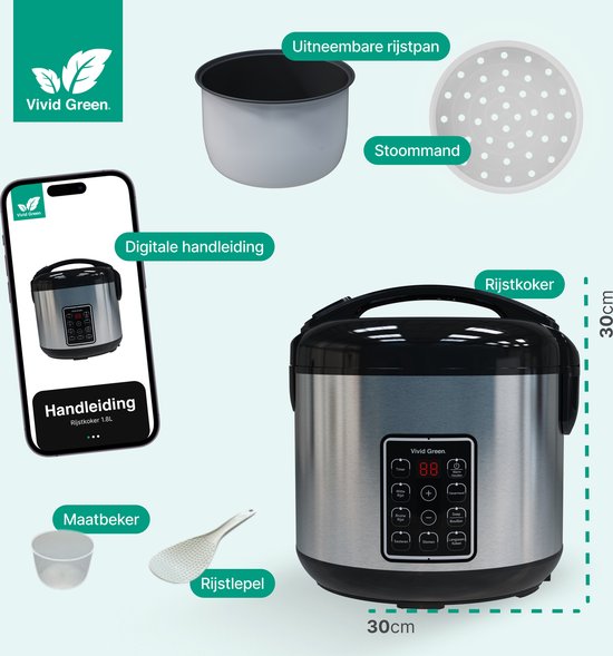 Vivid Green Rijstkoker 1.8L