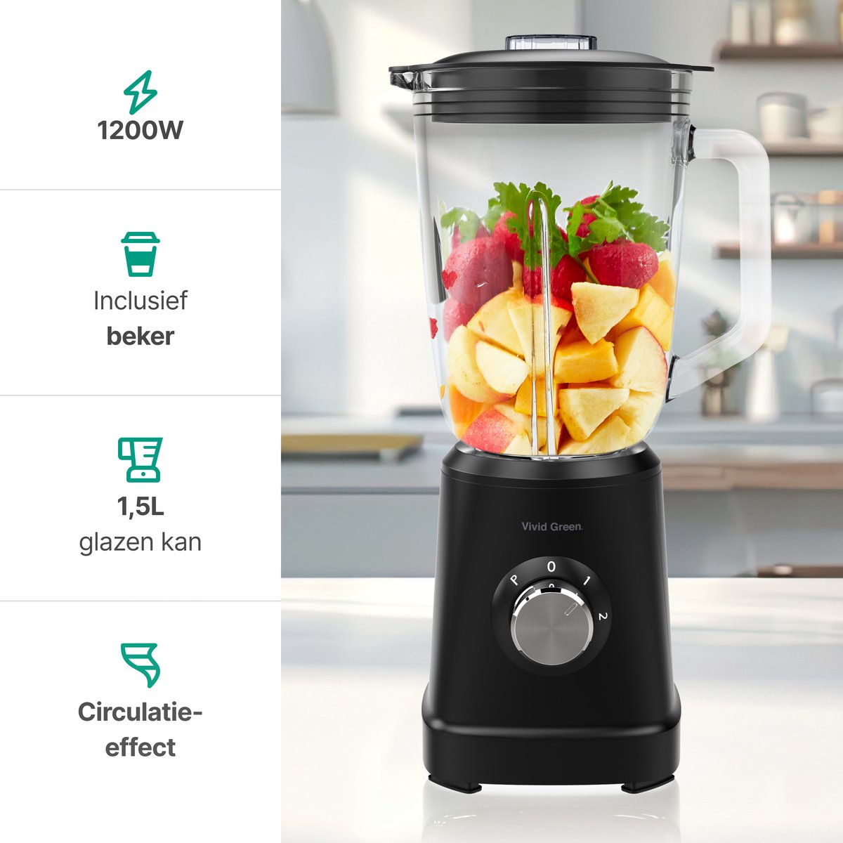 Vivid Green Blender met beker 1200W