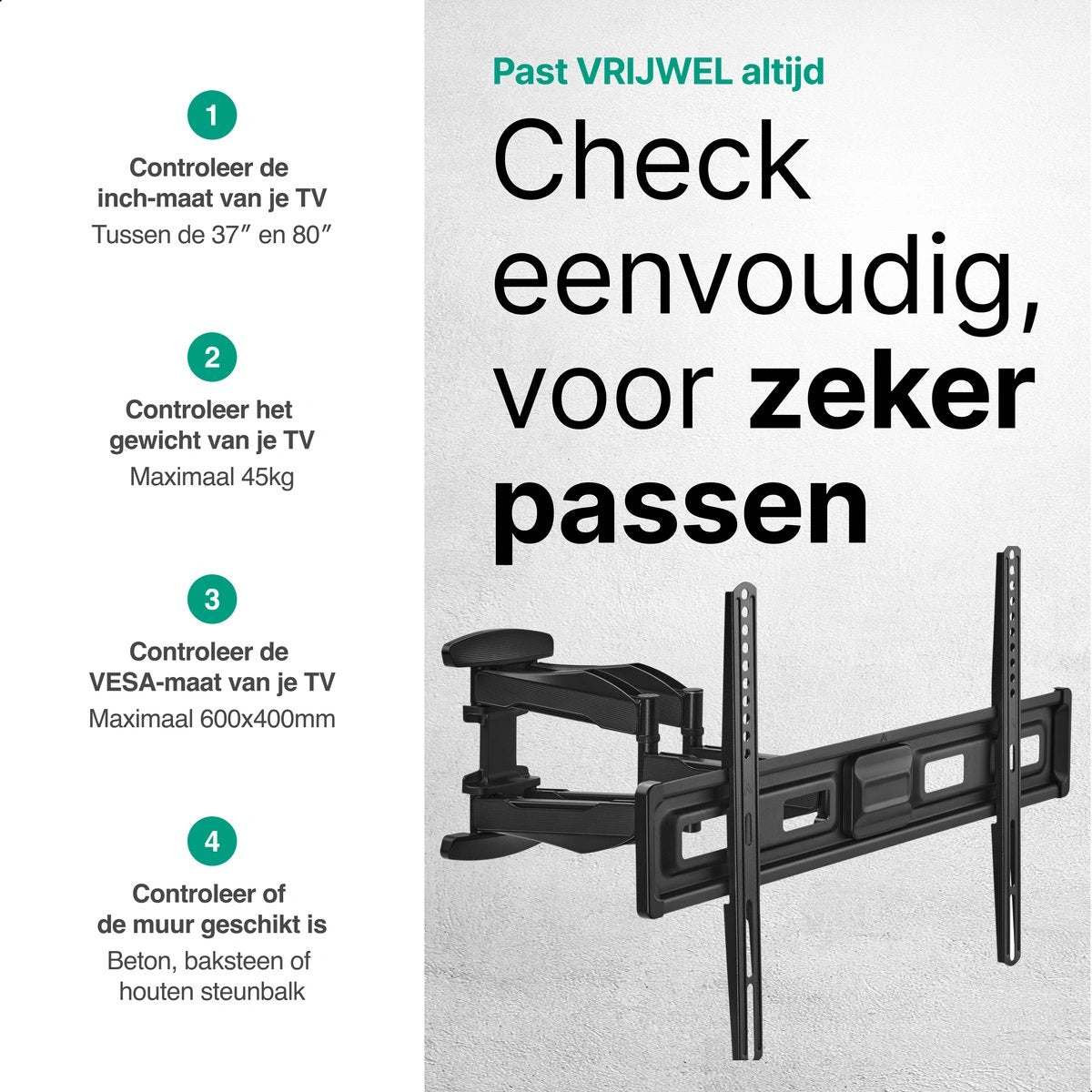 Vivid Green Tv Beugel Draaibaar en Kantelbaar