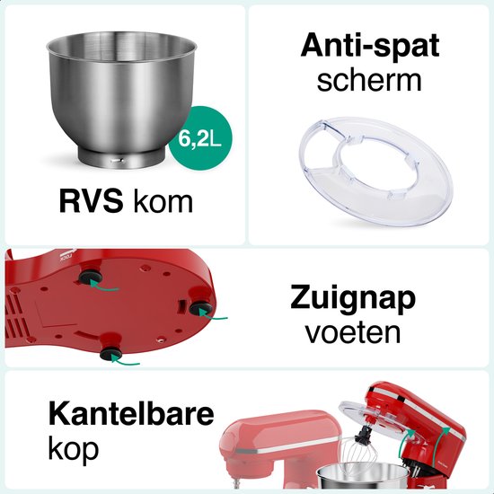 Vivid Green Keukenmachine Multifunctioneel Rood