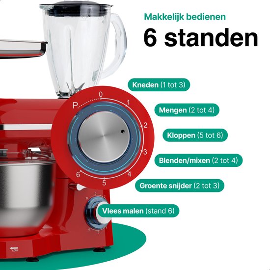 Vivid Green Keukenmachine Multifunctioneel Rood