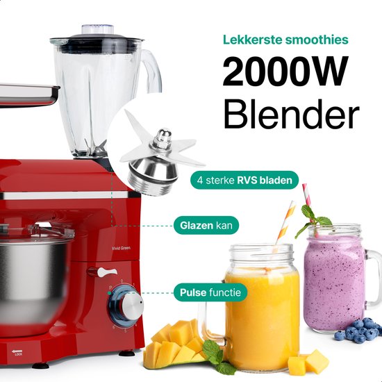 Vivid Green Keukenmachine Multifunctioneel Rood