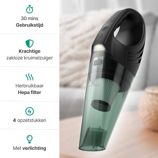 Vivid Green Kruimelzuiger Met Lamp Zwart