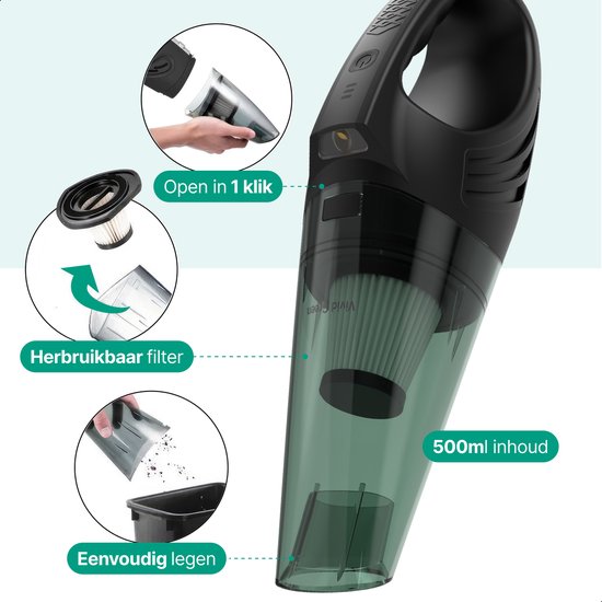 Vivid Green Kruimelzuiger Met Lamp Zwart