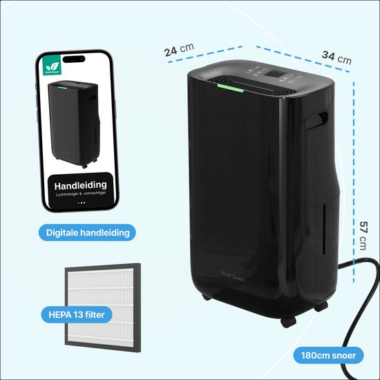 Vivid Green Luchtontvochtiger 16L Zwart
