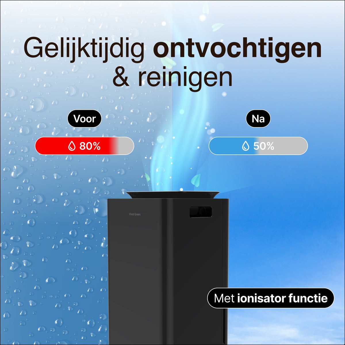 Vivid Green Luchtontvochtiger 12L Zwart