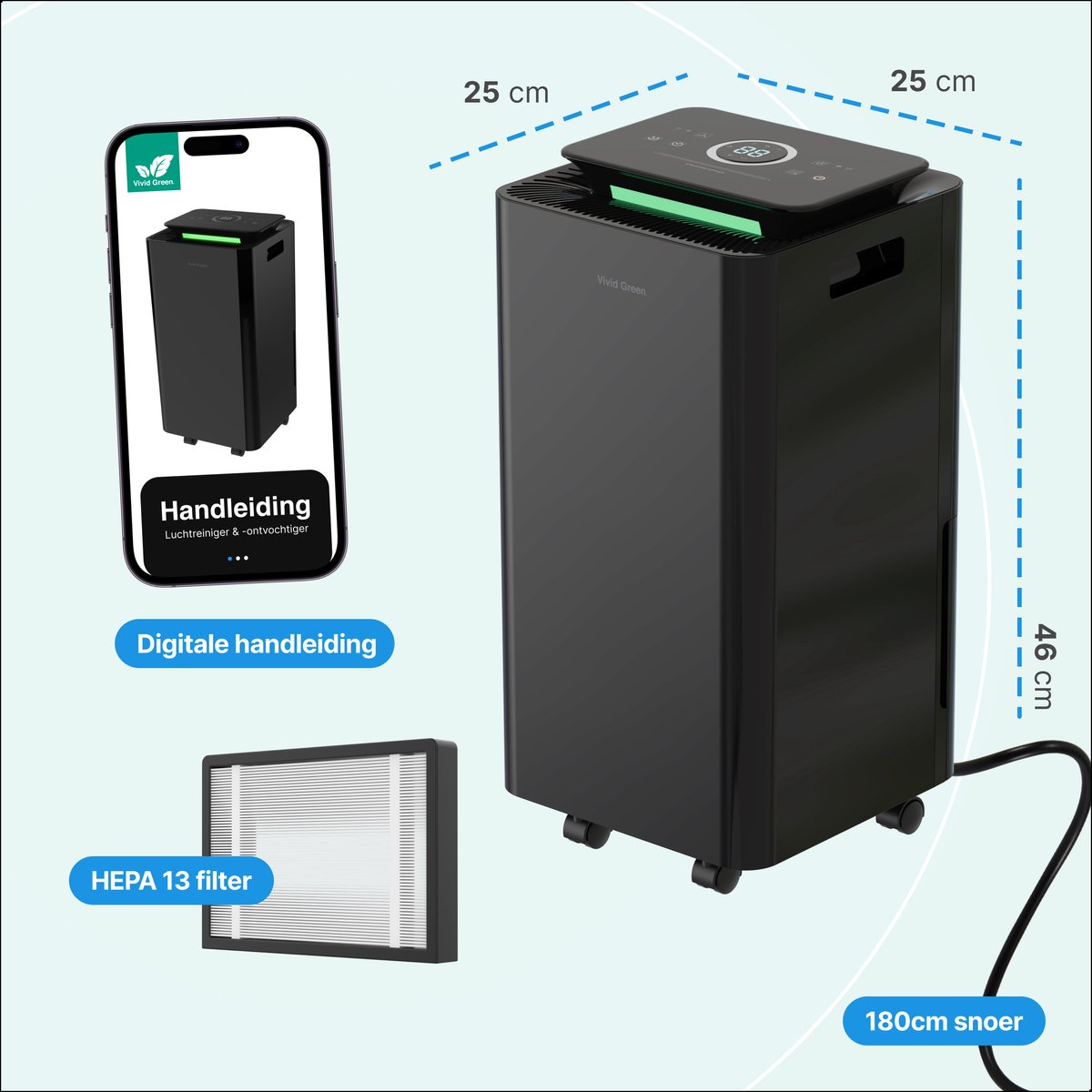Vivid Green Luchtontvochtiger 12L Zwart