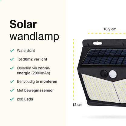 Solar buitenlamp met bewegingssensor 208 LED