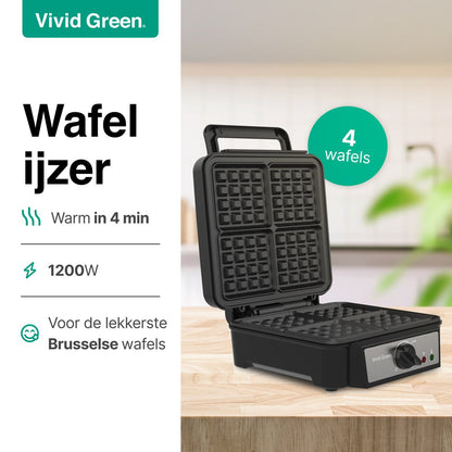 Wafelijzer voor 4 Wafels