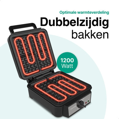 Wafelijzer voor 4 Wafels