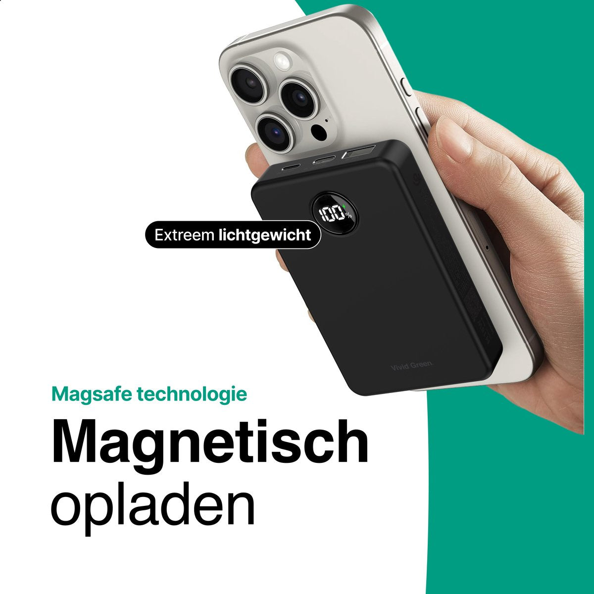 Draadloze Powerbank 10.000 mAh zwart