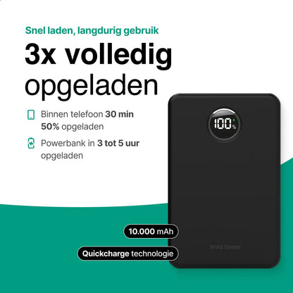 Draadloze Powerbank 10.000 mAh zwart