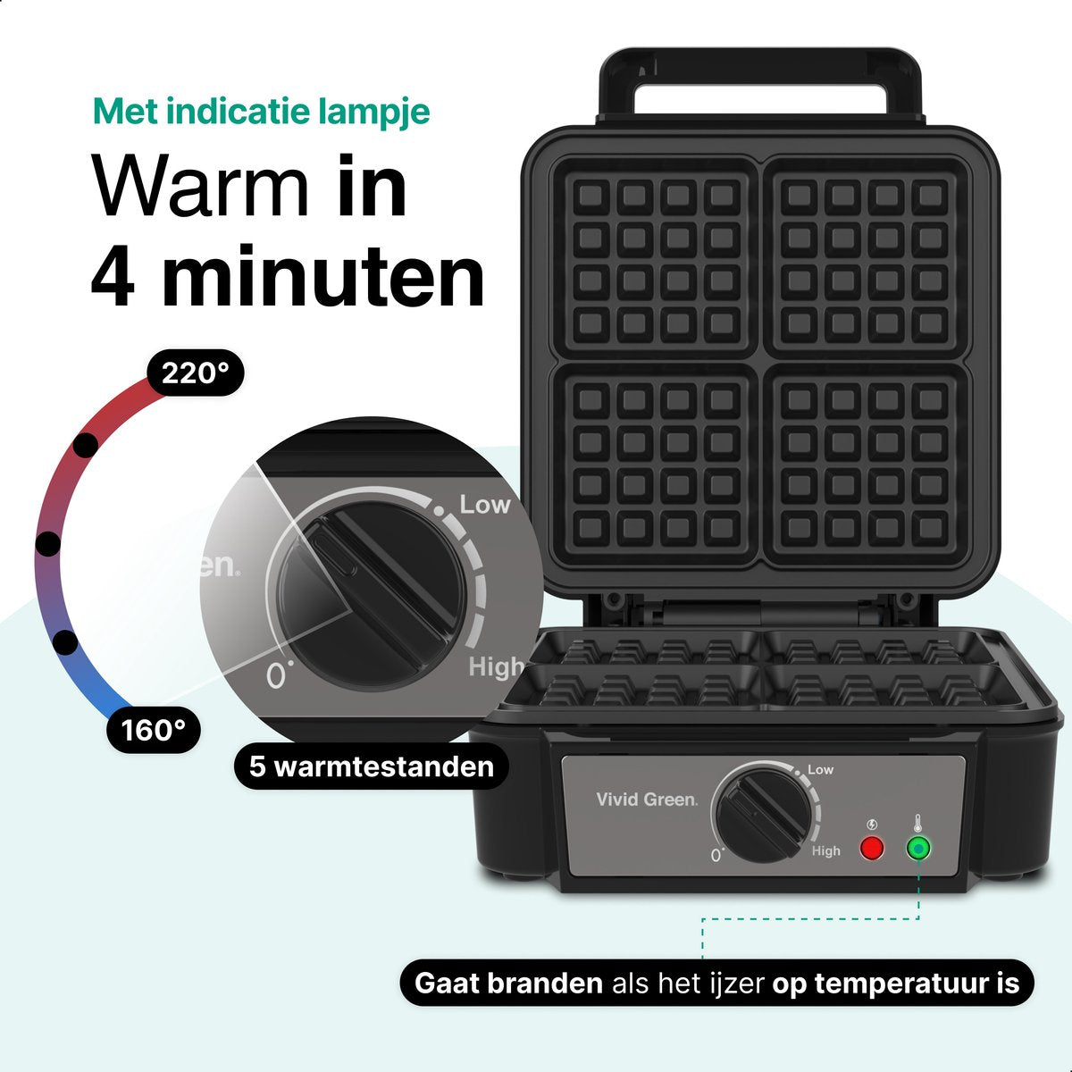 Wafelijzer voor 4 Wafels