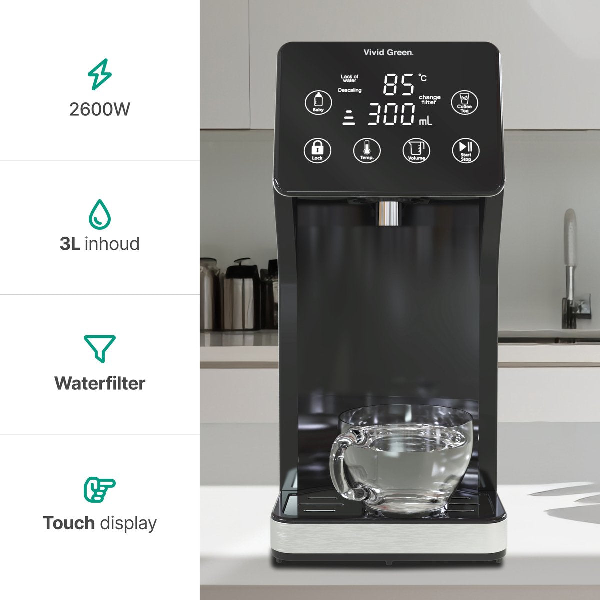 Vivid Green Heetwaterdispenser 3L