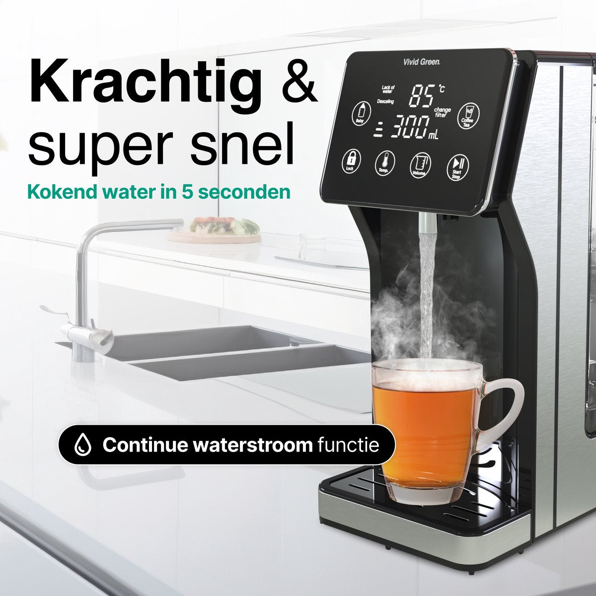 Vivid Green Heetwaterdispenser 3L