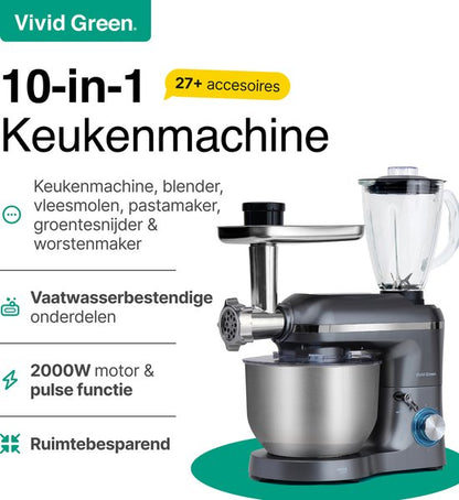 Vivid Green Keukenmachine Multifunctioneel Grijs