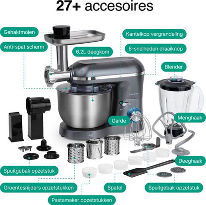 Vivid Green Keukenmachine Multifunctioneel Grijs